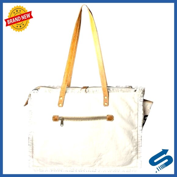 Canvas Leather Tote Bag Shoulder Hobo Travel Handbag Satchel Purse